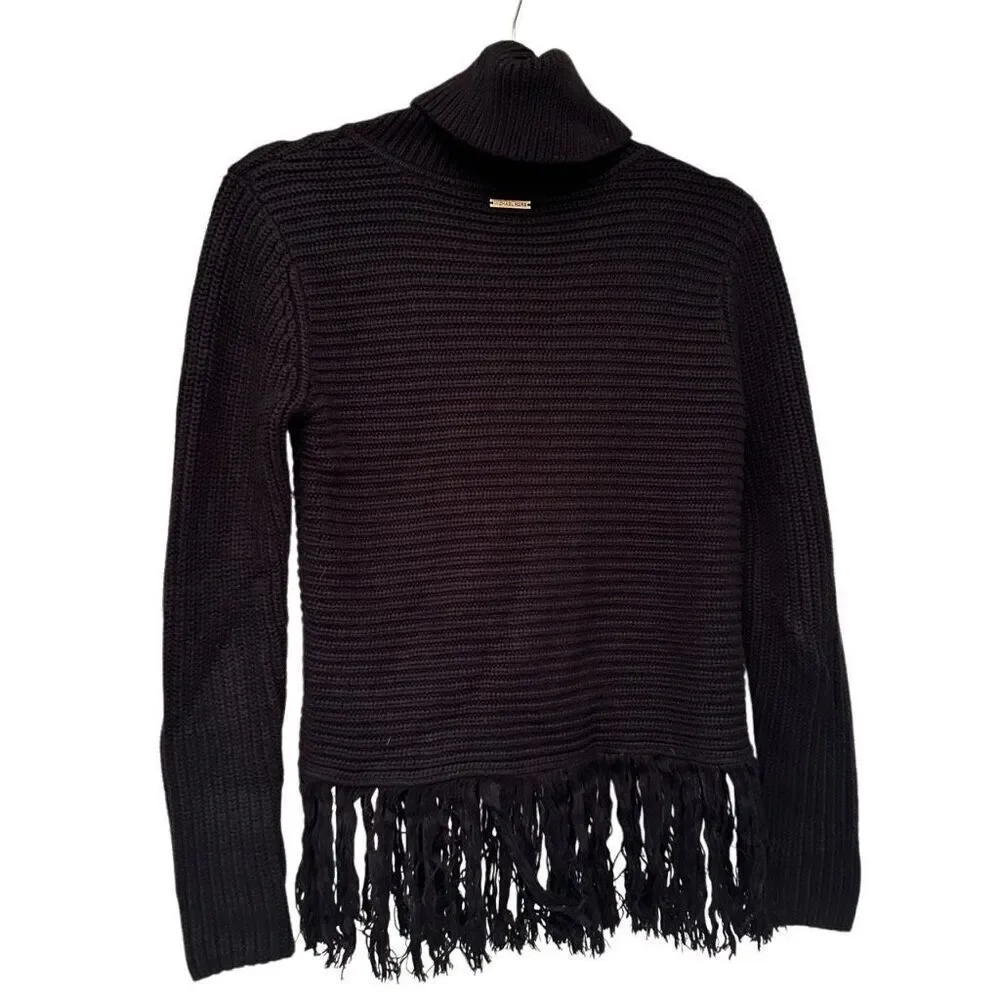 Michael Kors black fringe sweater- size s